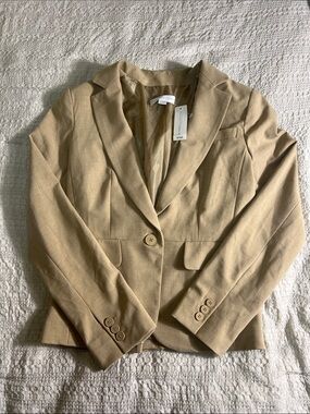 New York & Company Tan Single-Button Tailored Blazer size 2